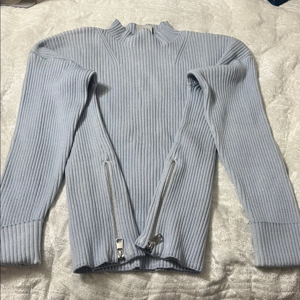 Light Blue Ribbed Sweater - Picture 5 of 6